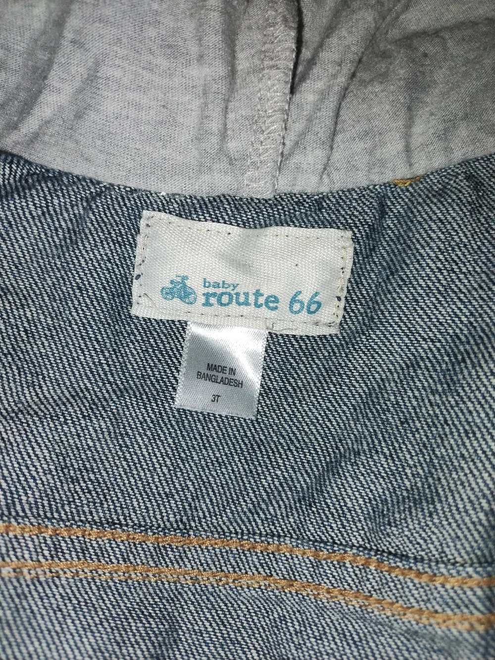 Route 66 Kids Denim Jacket with Gray Hood